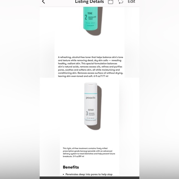 🏷️🏷️Proactiv Revitalizing Toner 6ml, Repair 3ml, Pore Targeting Treatment NEW! - Picture 2 of 13